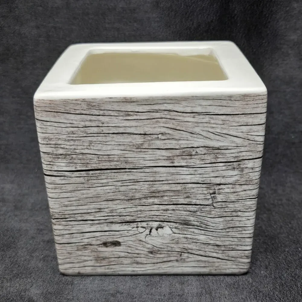 Ceramic Wood Look Planter Cache Pot Vase Holder